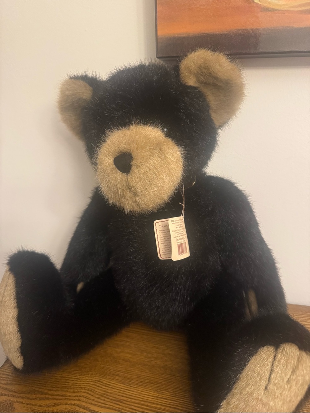 Vintage Boyds Bears Burlington P Beanster Black Plush Bear 16"